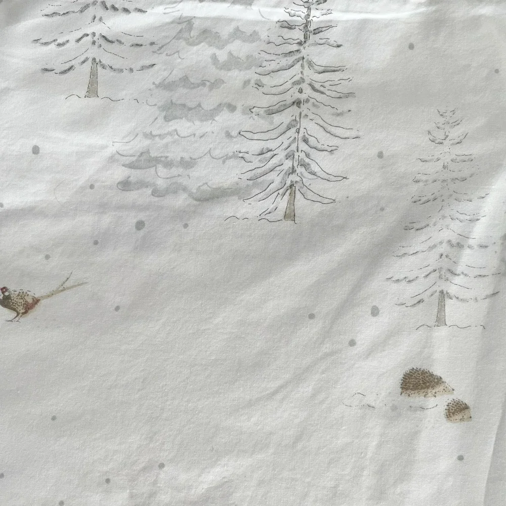 SOPHIE ALLPORT Queen Flat Sheet + Pillow Case Snowy Cottage Animals